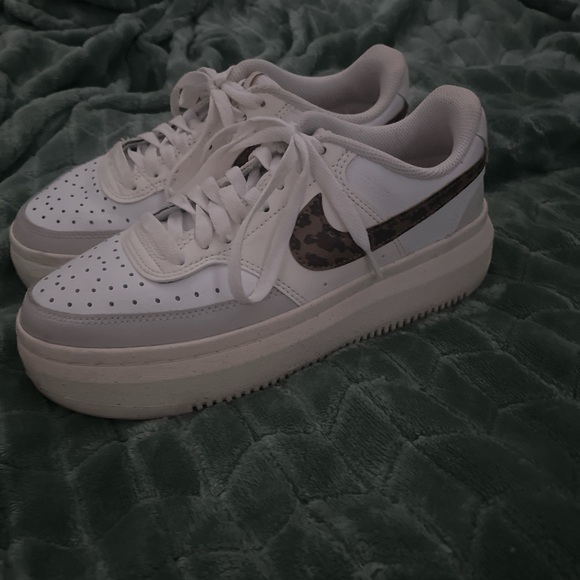 Nike platform air forces with cheetah print nike sign. - Picture 2 of 2